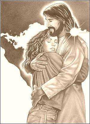 Jesus hugging teen